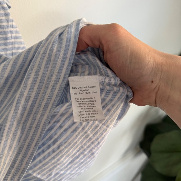 Peter Millar Collection Mens XL Blue White Striped Cotton Linen Polo Shirt - Picture 5 of 7